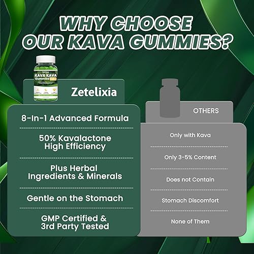 Miniatura 5 de Gomitas de Kava Kava, suplemento de extracto de raíz de kava kava con kavalactonas, gomitas calmantes para aliviar el estrés y dormir mejor,