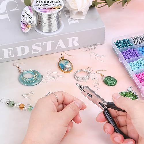 Miniatura 7 de Modacraft - 3 rollos de alambre plateado de calibre 2024 con alicates de joyería 4 en 1, resistente al deslustre, calibre 20, alambre de joyería de