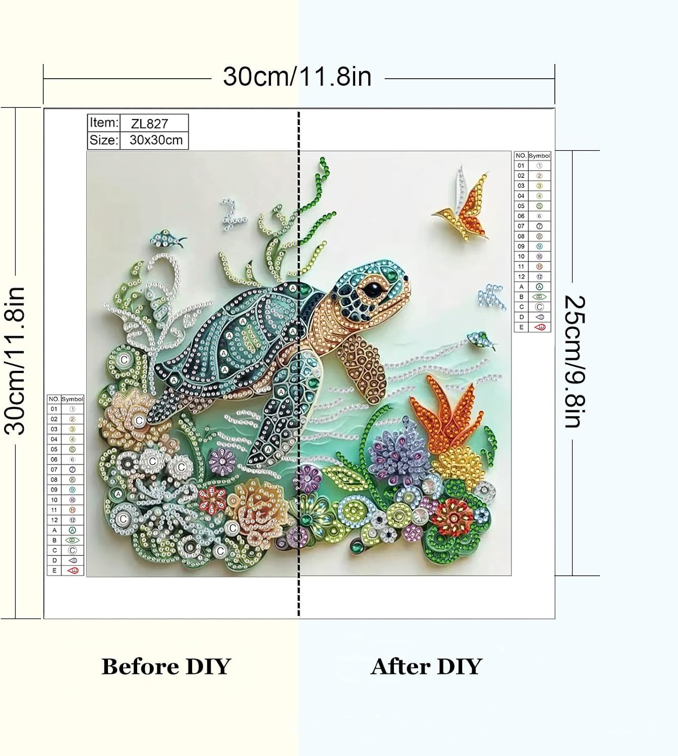 EOYDKAP Sea Turtle Diamond Art Kits for Adults, Diamond Painting Kits for Beginners, Easy Diamond Art for Home Wall Decor, Special Shaped Diamond Painting 11.8x11.8inch