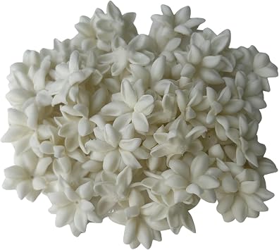 50 PCS White Arabian Jasmine Pikake Without Stem Clay Flower for Jewelry Making DIY Craft Supplies