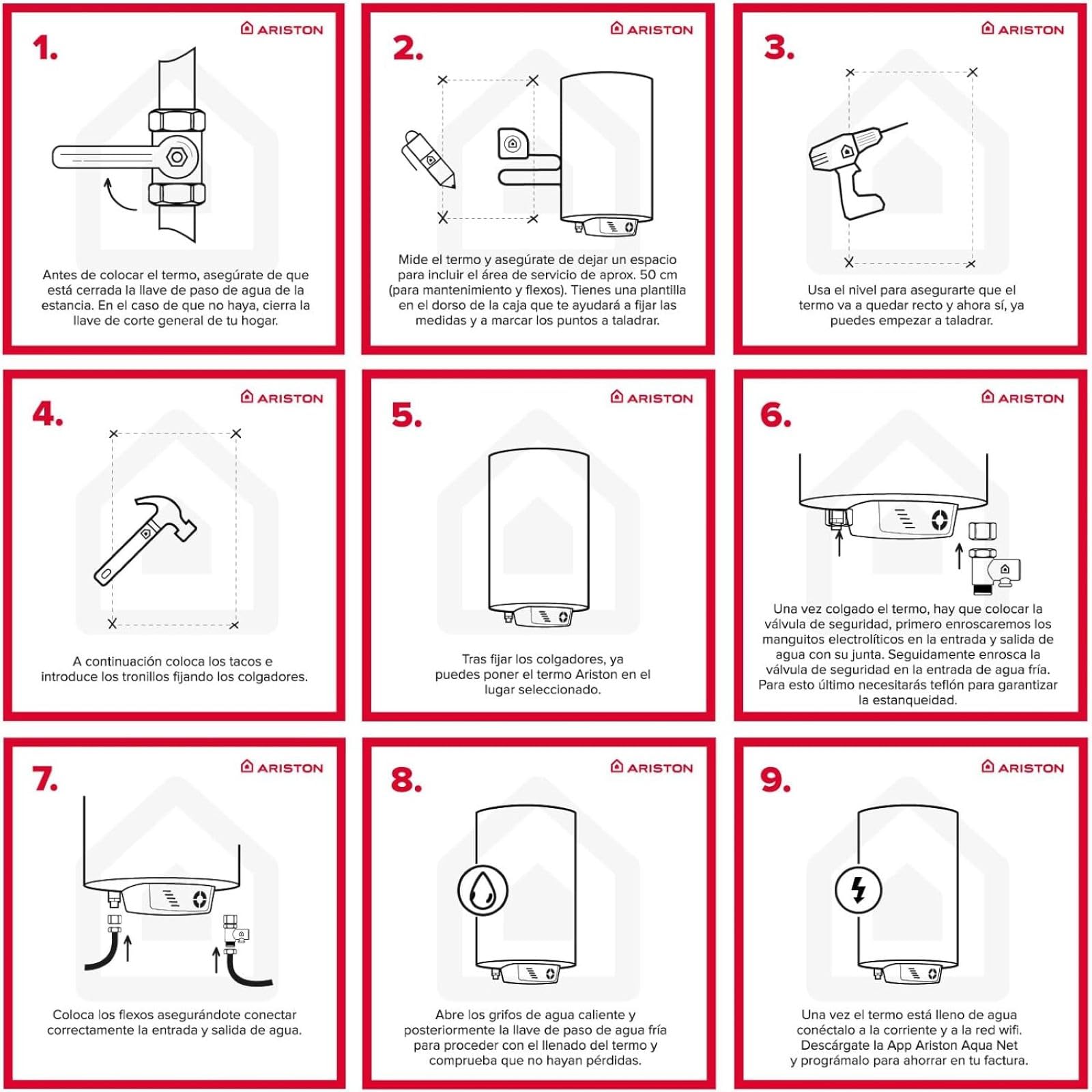 Ariston, Fleck Bon - Termo Eléctrico 50 Litros, Calentador de Agua Eléctrico Horizontal/Vertical Seguro y Eficiente 35.3x38x85.5cm, Calentadores para Instalación en España - Eficiencia B, Rango (A+/F)