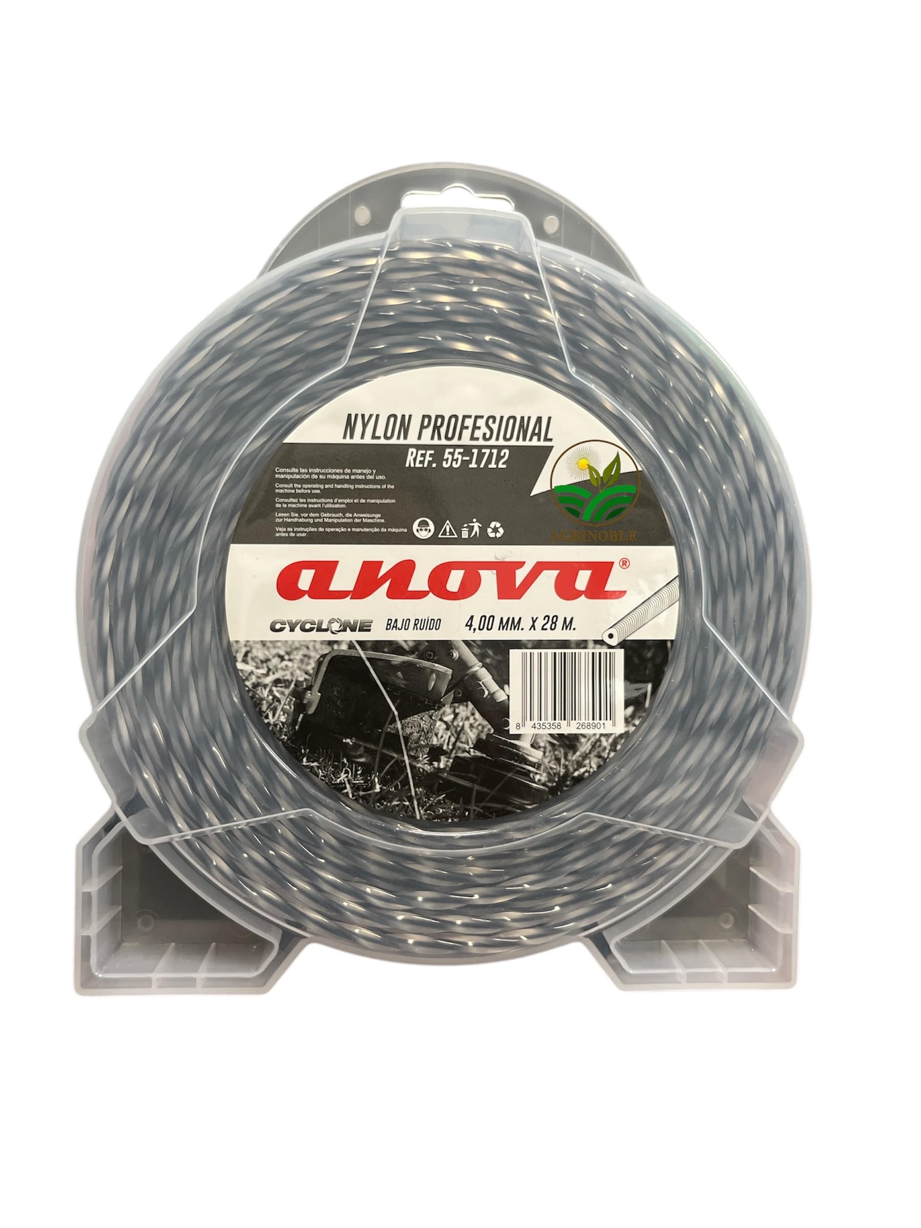 Hilo desbrozadora de Nylon Trenzado bicomponente Profesional 4.00mm x 28m. A.Cyclone