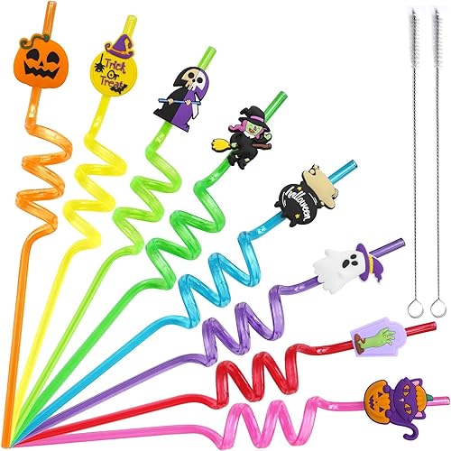 Miniatura 8 de 32 popotes reutilizables para Halloween, fantasma, gatos, calabaza, bruja, araña, regalos de fiesta, regalos para niños, suministros de fiesta de