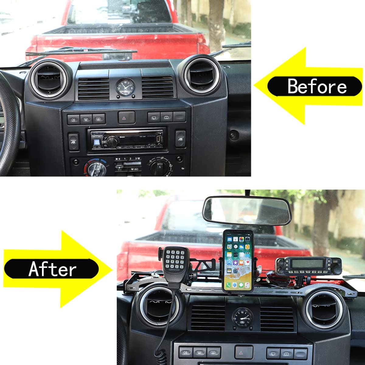 Per Land Rover Defender 90 110 130 2004-2019 Car Phone Walkie Talkie Supporto Supporto, Console Centrale Vassoio di Immagazzinaggio Cruscotto Organizer Vassoio Stowing Riordinamento Accessorio