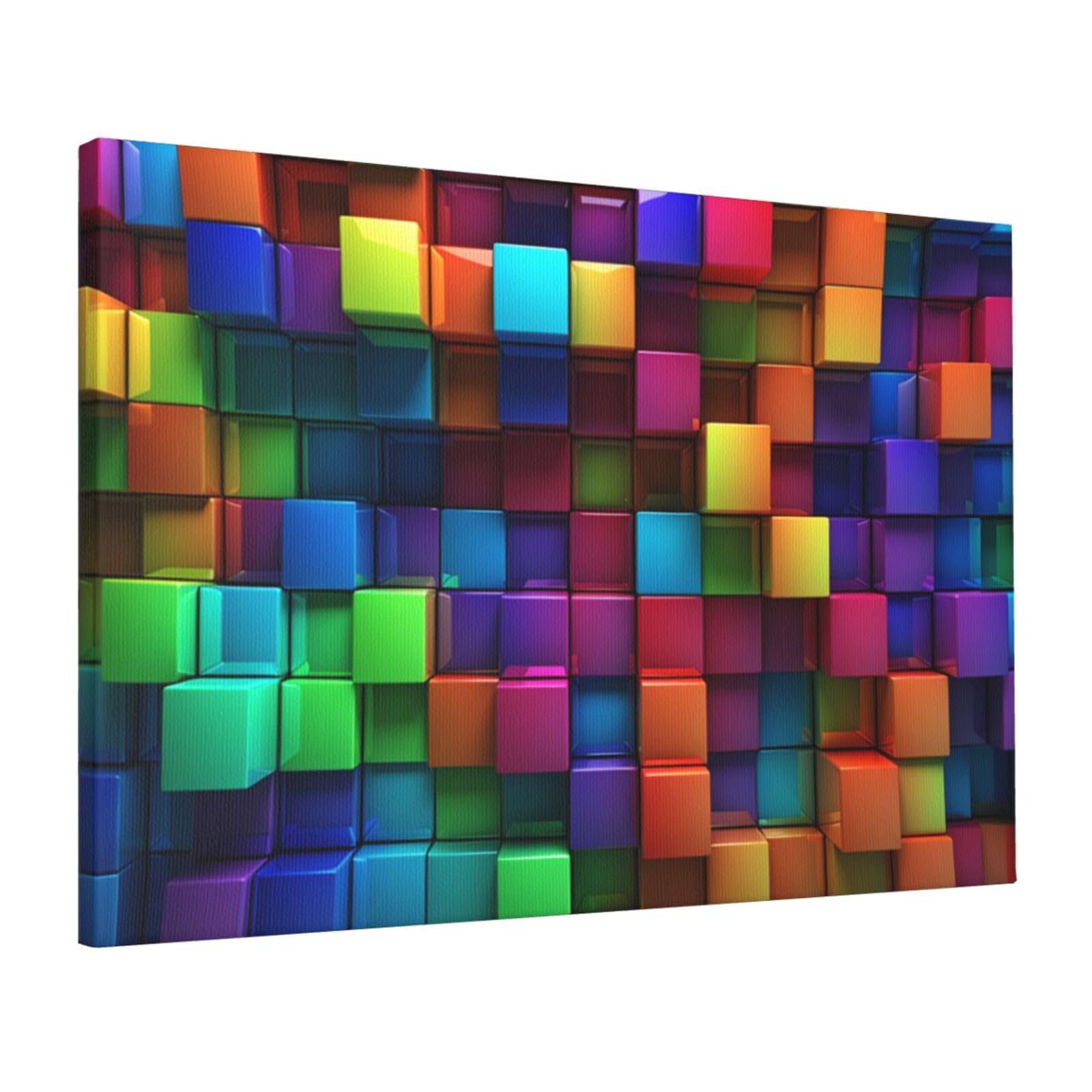 Toile cubes colorés LPSRTWE - Solution déco murale salon et chambre - 8