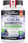 Elderberry Capsules | Immune Support with Vitamin C for Cold & Flu Relief | Sambucus Elderberry & Zinc | Immune Booster for Adults | Cough, Sore Throat & Immunity Vitamins | Made in Canada | 60 Ct