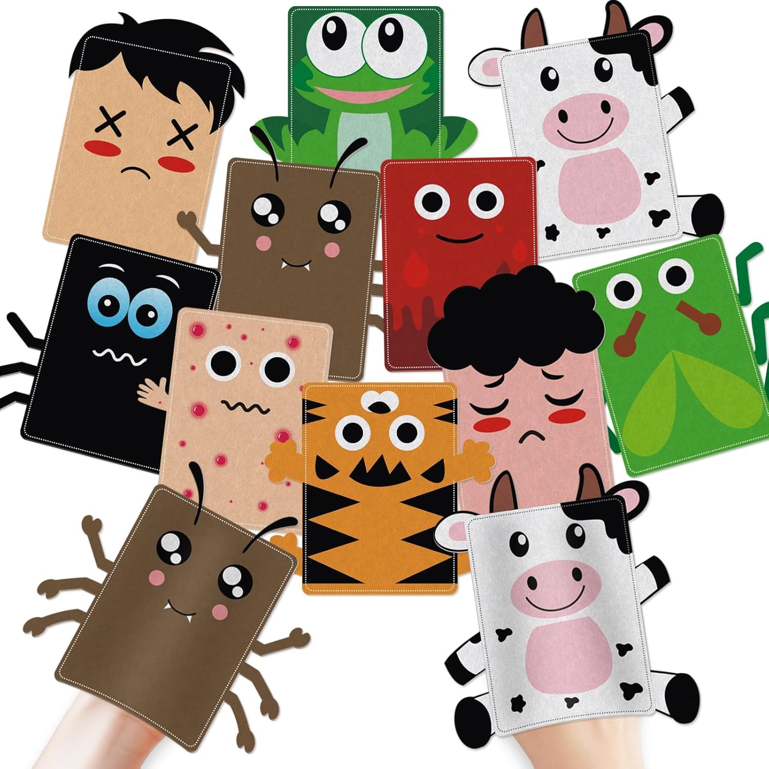 20 Pcs Passover Hand Plagues Puppet Kit - Felt Ten Plagues Hand Puppets for Educational Fun, Perfect Passover Plague Gifts for Pesach Seder Celebration Family Story Time Table Party Supplies
