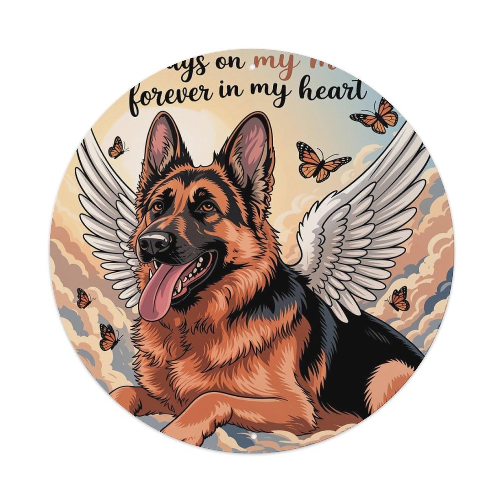 Angel Dog With Wings And Butterflies Metal Tin Sign Plaque