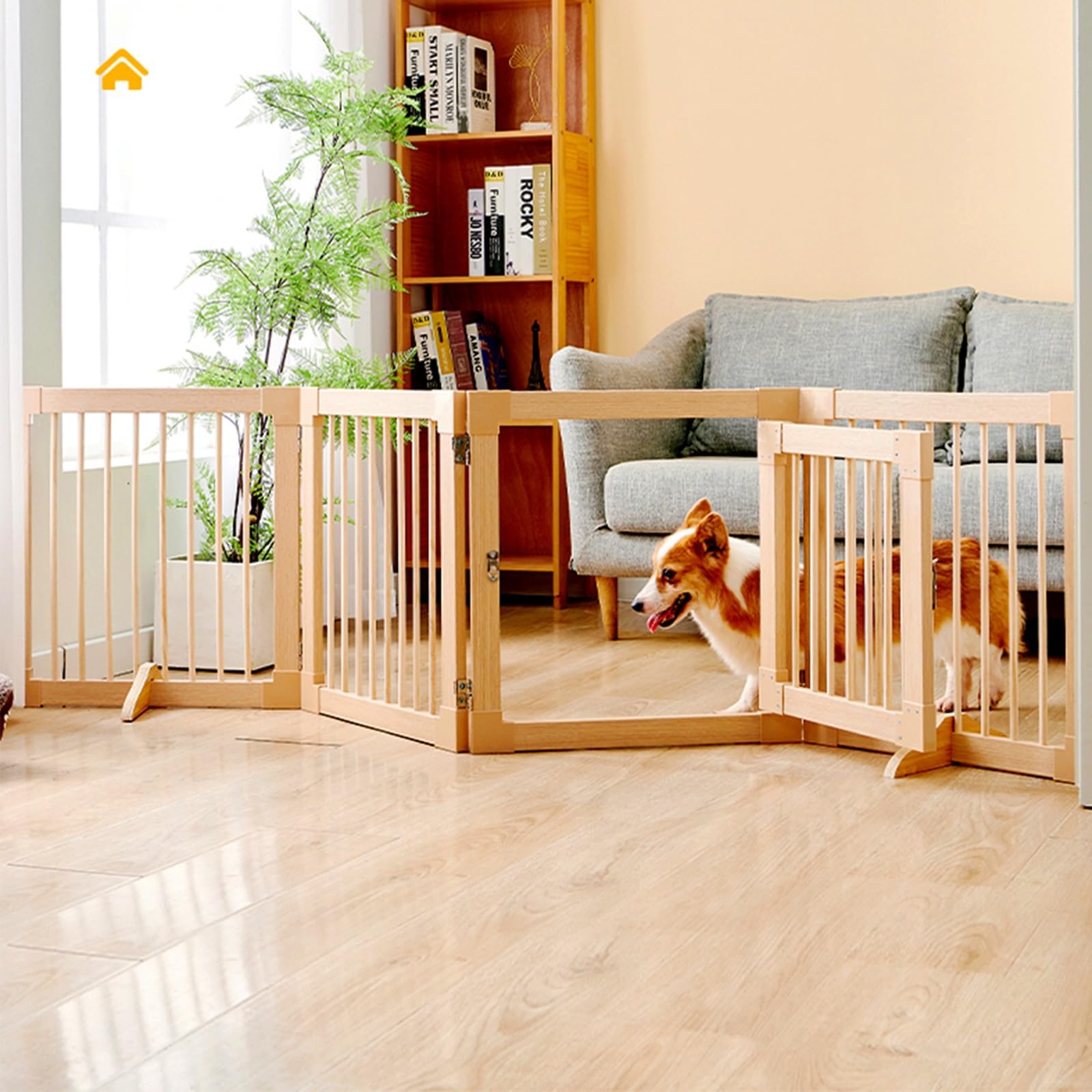 Hunde-Laufstall aus Holz, faltbar, Sicherheitszaun, 6 Paneele, freistehendes Haustiergitter, einfache Montage, Welpenkiste, Hundehütte, tragbarer Indoor-Hundezaun, 55,9 cm Höhe, Set mit 3 Paneelen