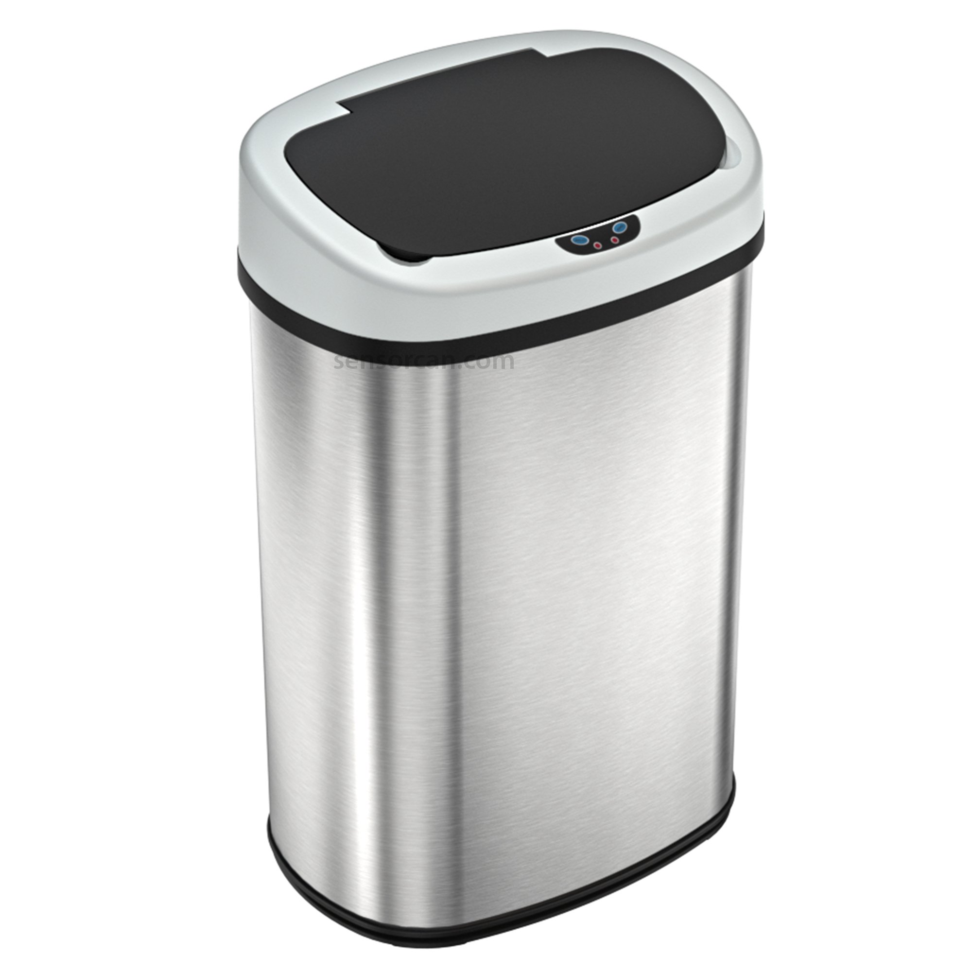 iTouchless 13 Gallon Sensor Kitchen Trash Can with Lid and Odor Filter, Stainless Steel Oval Automatic Trashcan for Home Office Bedroom Living Room Garage Large Capacity Slim Space-Saving Trash Bin