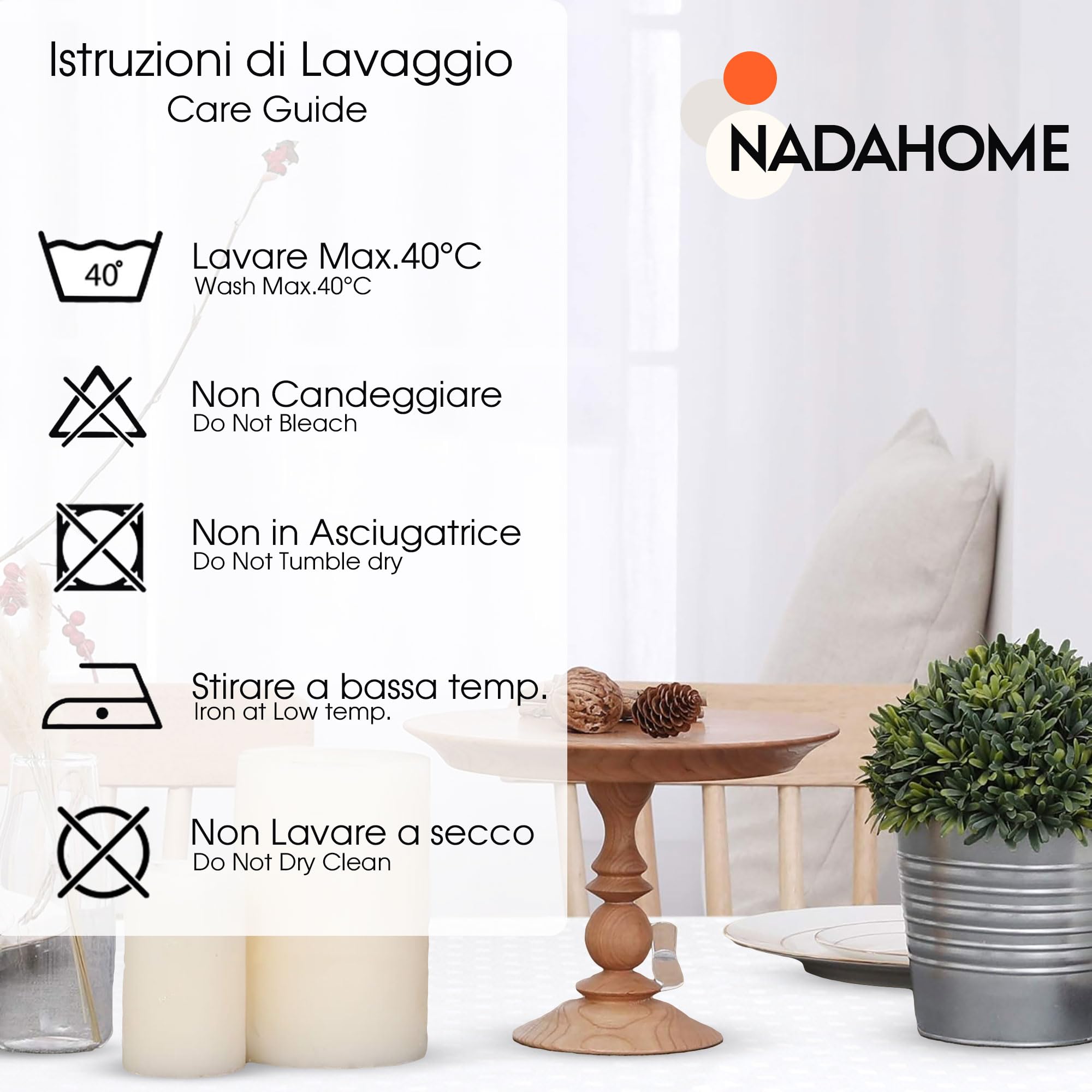 Nada Home Tovaglia Servizio da Tavola + Tovaglioli 12 Posti Damina in Cotone 0543