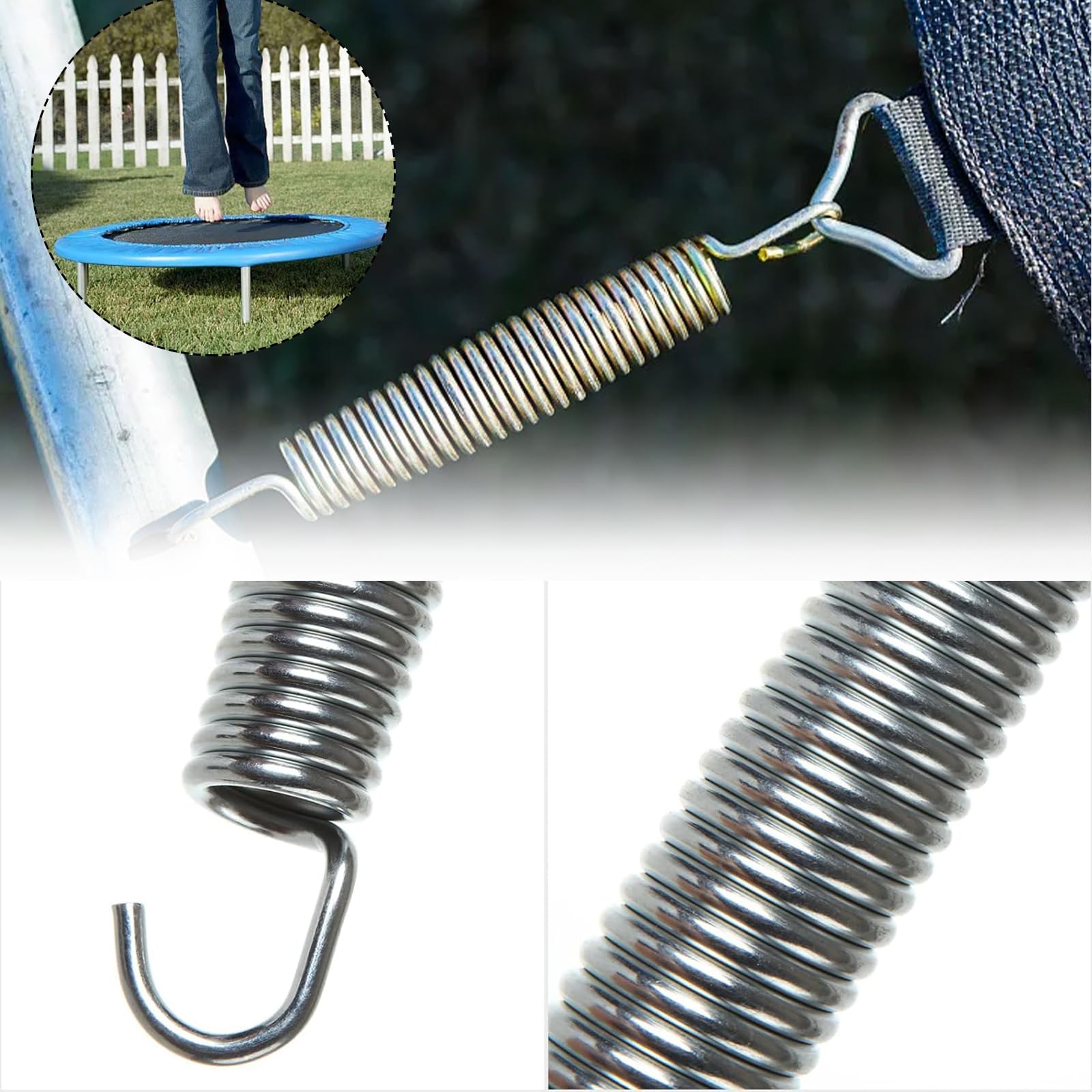 15 sztuk sprężyn trampolina 140 mm średnica cewki 3 mm podwójny hak | Sprężyna zaciskowa, sprężyna, akcesoria do mocowania trampoliny