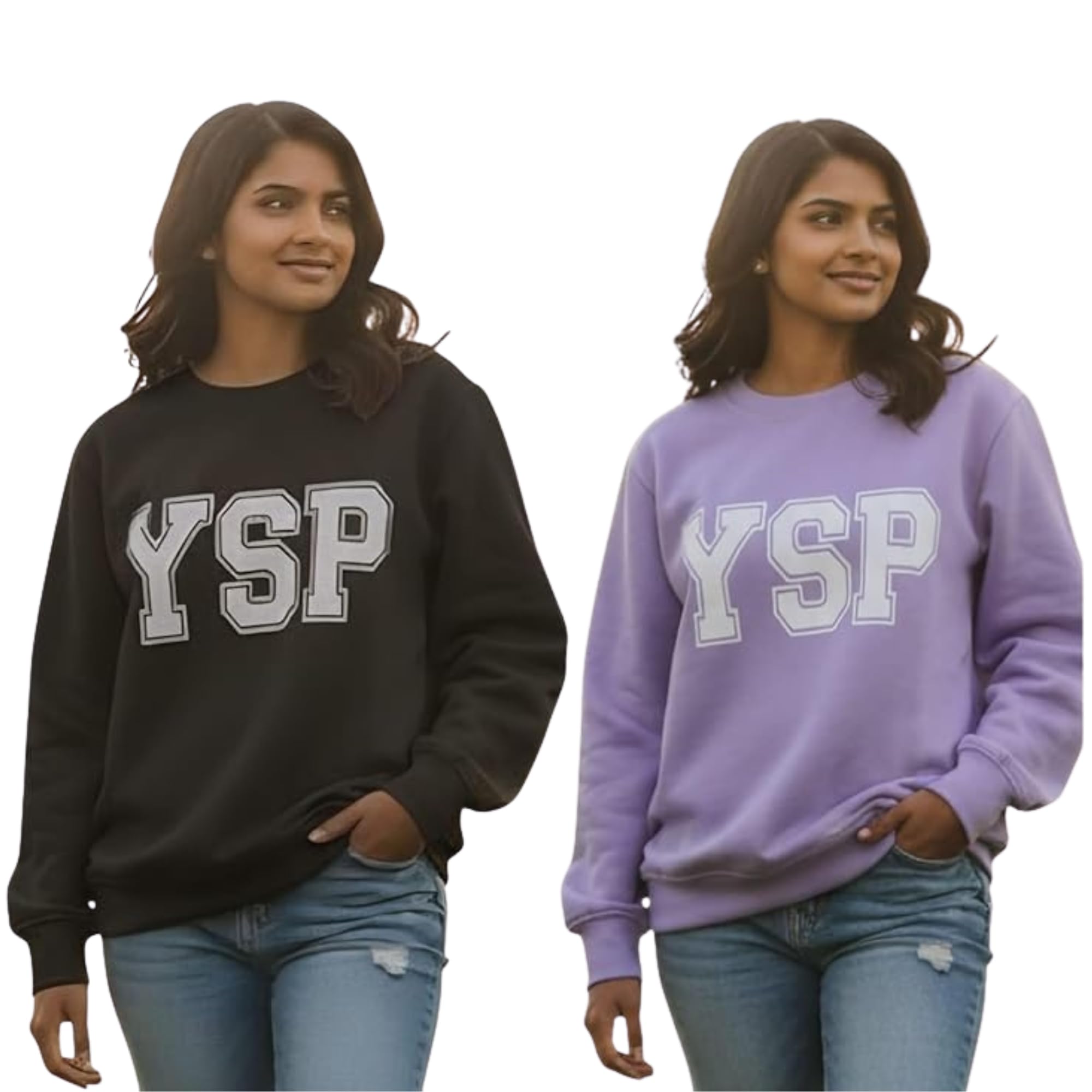 D&V Creation Women’s Fleece Round Neck Sweatshirt | Soft Warm Pullover | Full Sleeve Casual Winter Wear for Girls & Women (Pack of 2)-image-40