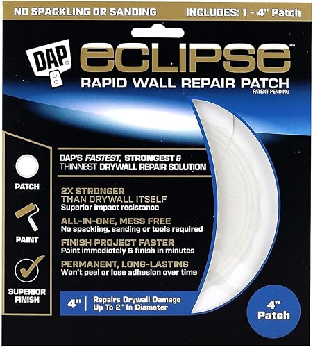 DAP 7079809163 Eclipse - Parche de pared para reparación, 4 pulgadas, transparente, color blanco