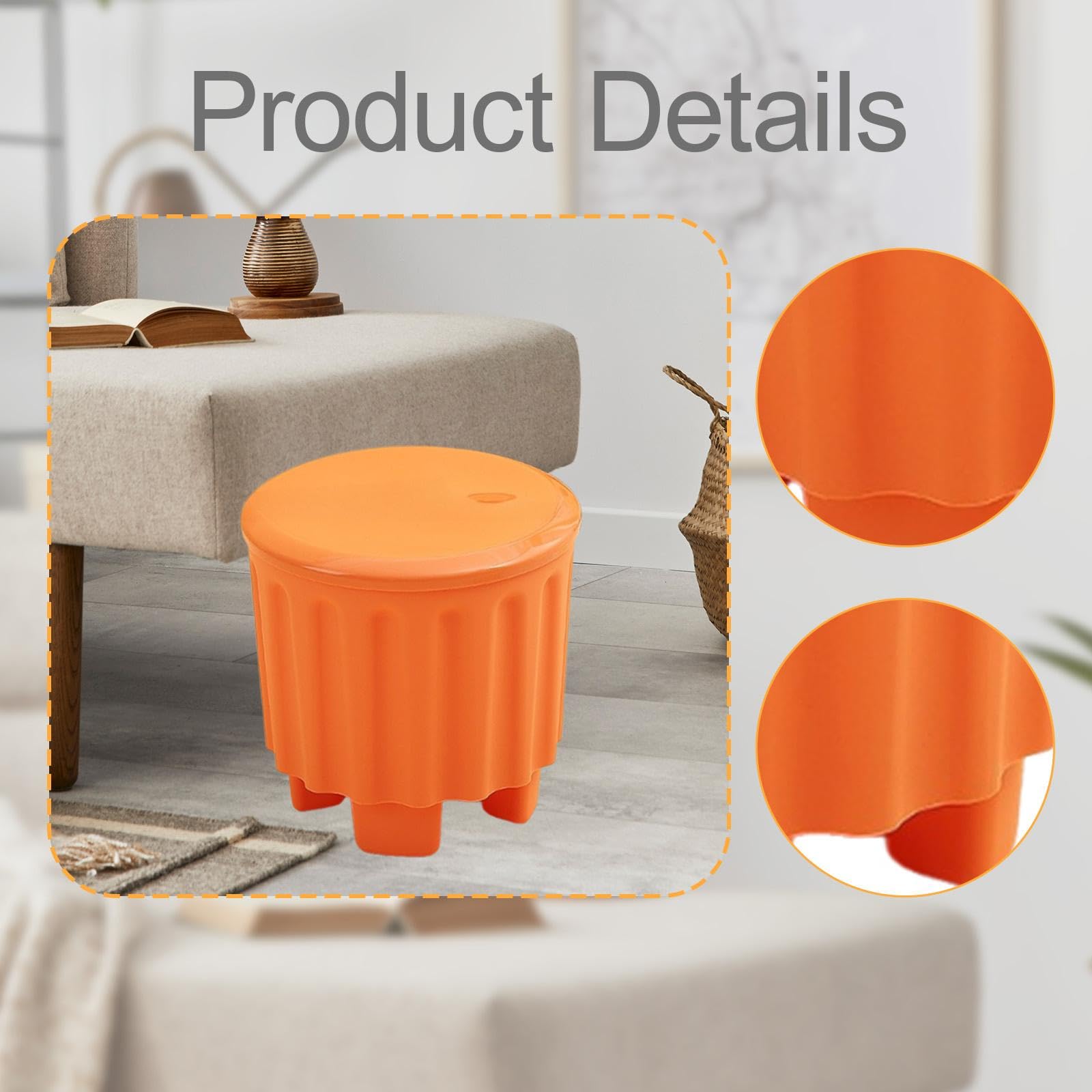 Gralara Pouf Contenitore 28 * 27.5 Cm, Ottomane per Camerette Realizzato in Pp Ispessito, Sgabello Contenitore per Porta, Cameretta Dei Bambini per Cambiare Le Scarpe Et Giocattoli, Balcone