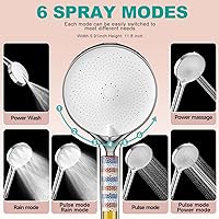 Vista 4 de 6“ Filtered Shower Head with Handheld, 6 Modes High Pressure Shower Head with Filter for Hard Water, Detachable Showerhead with Stainless Steel Hose