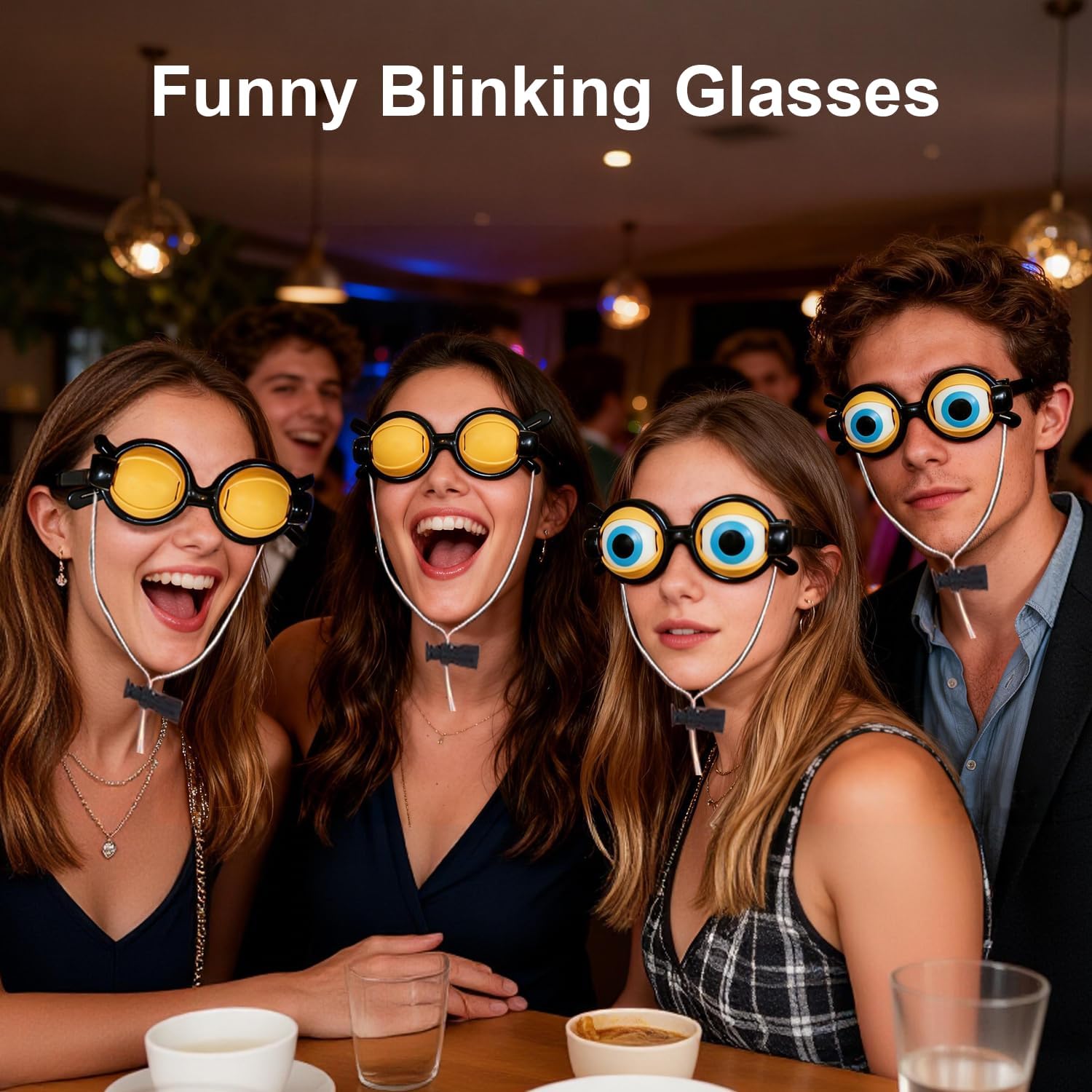 2PCS Crazy Eyes Glasses, Funny Glasses for Adults, Novelty Glasses with Blinking Eyes, Silly Sunglass With Winking Eyeball On Them Novelty Eyeglasses for Kids Hilarious Gag Gifts Prank Stuff