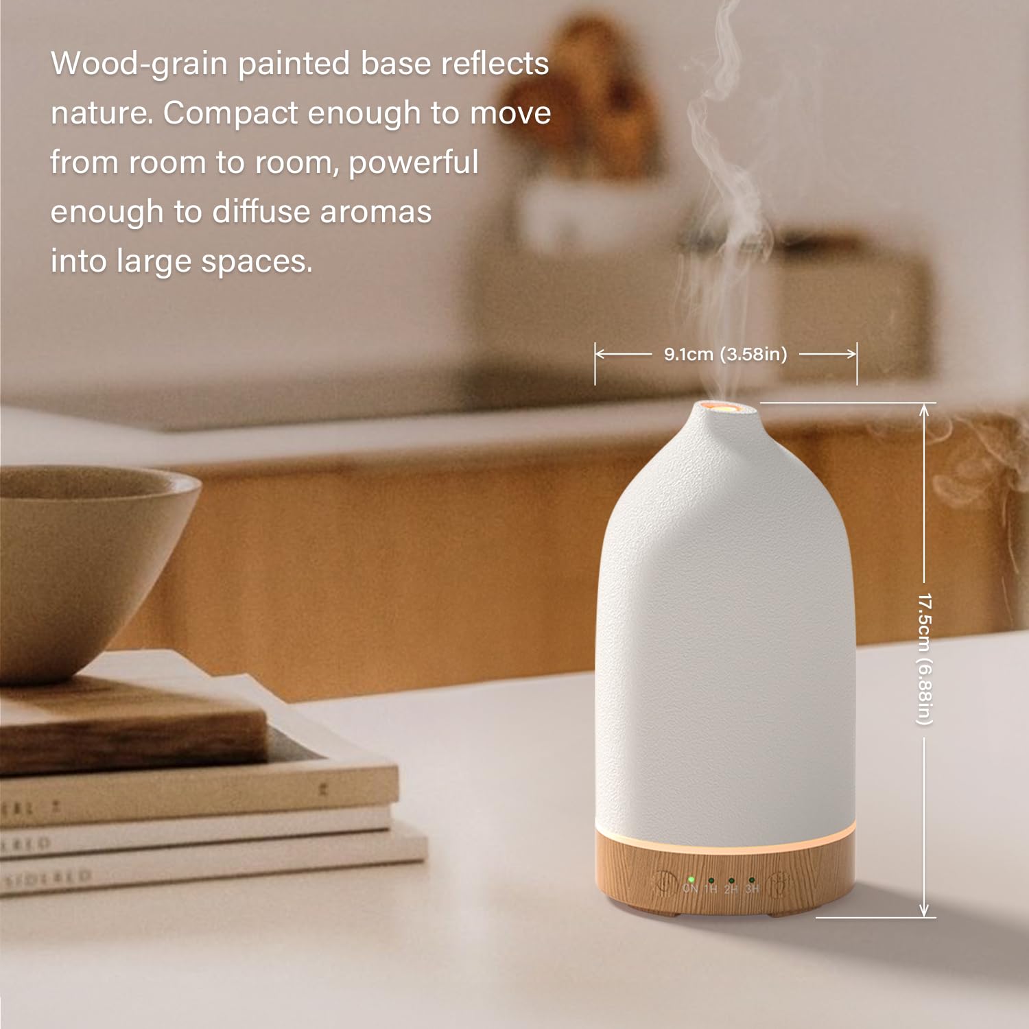 SALUBRITO Keramische aromadiffuser, witte diffuser voor etherische oliën