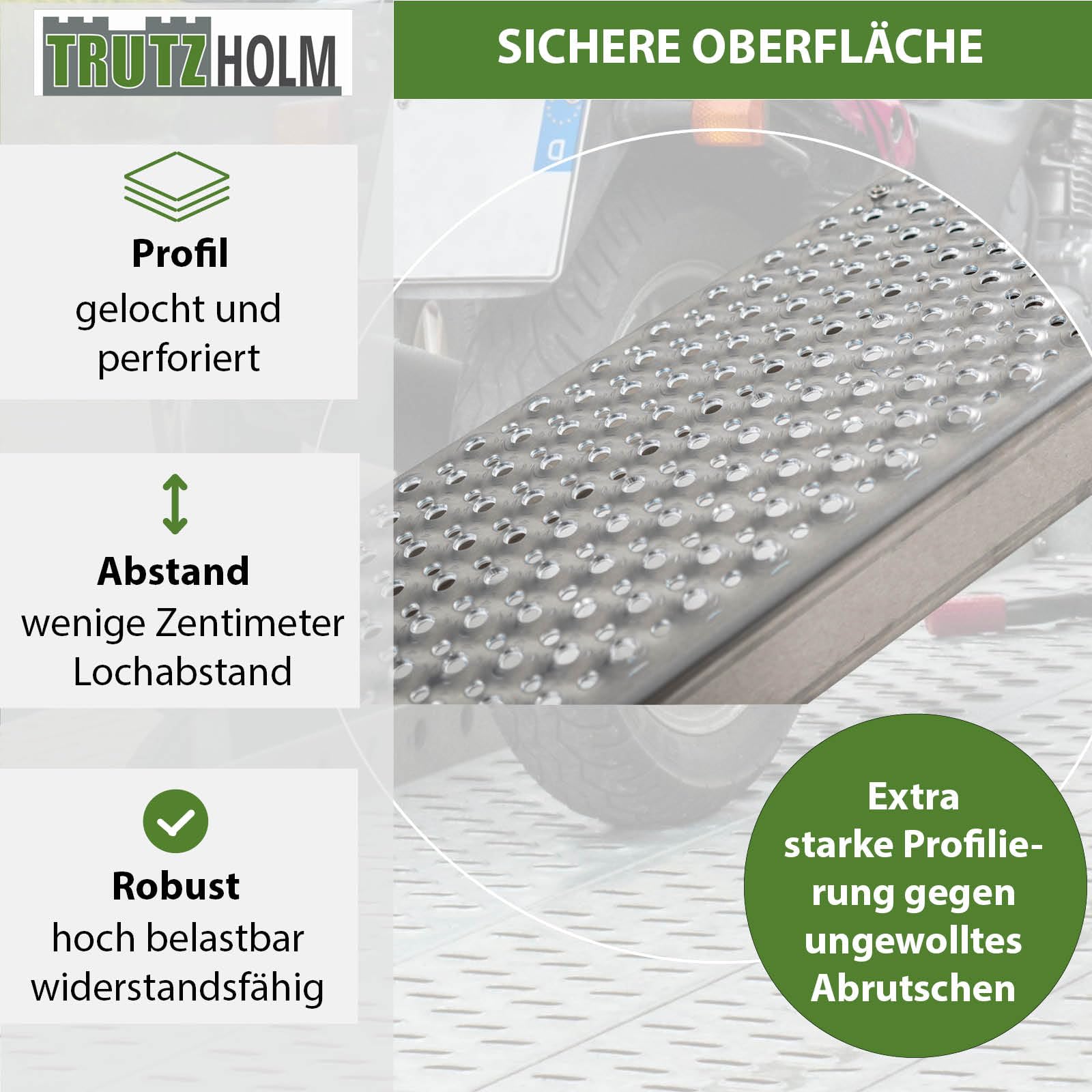 TRUTZHOLM 1x Auffahrrampe Alu Länge 250 cm Traglast 500 kg Verladerampe für Motorräder Maschinen