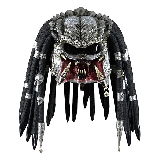 Predator Mask Alien Predator Helmet Monster Masks with Dreads Hair Scary Predator Full Head Helmet Halloween Costume Carnival Props