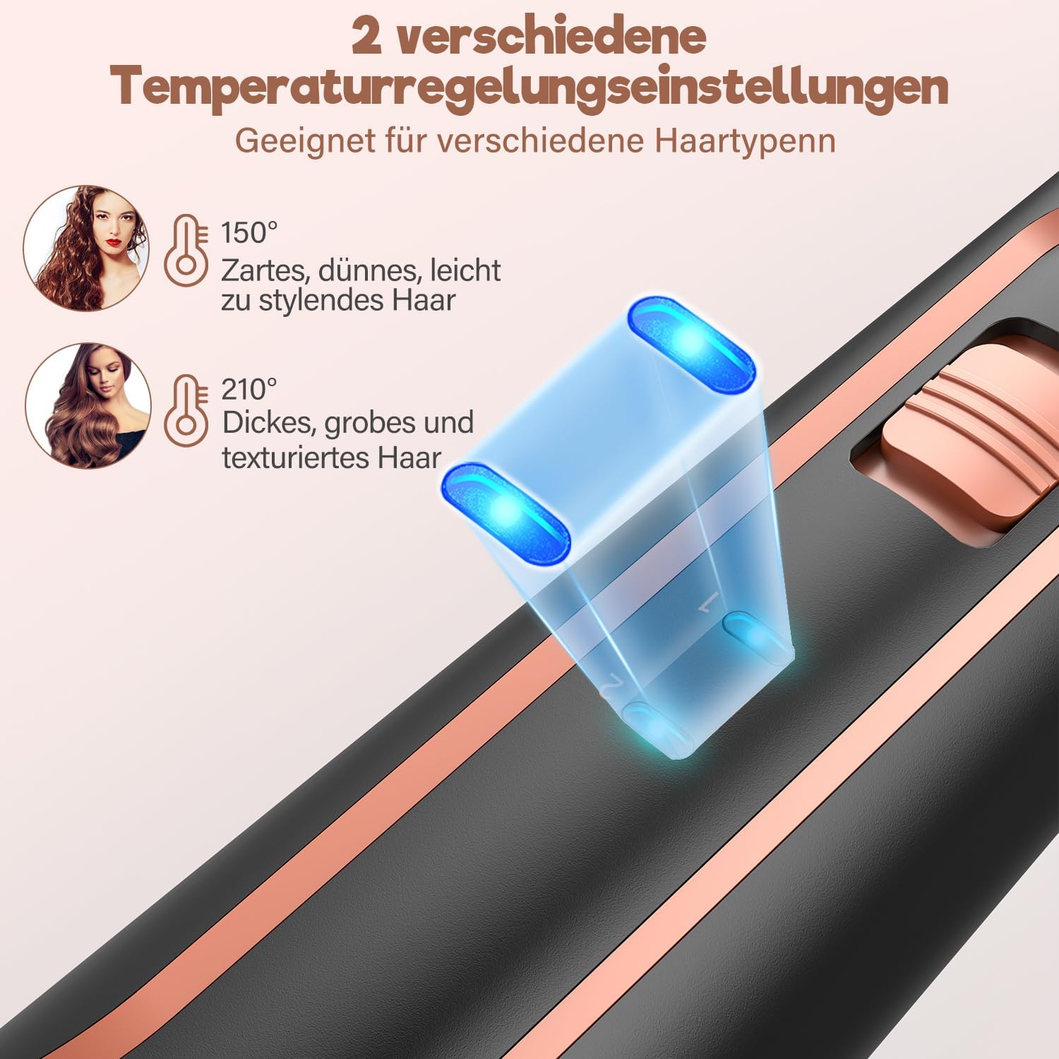 BESTOPE PRO 5 w 1 lokówka do dużych loków, 5 końcówek, do wszystkich rodzajów włosów, 2 temperatury, szybkie nagrzewanie, w zestawie rękawica i klamry