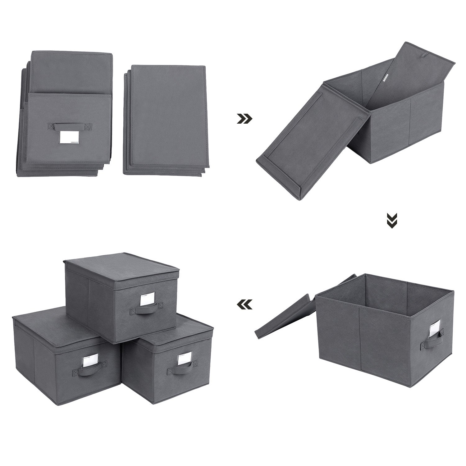 SONGMICS Juego de 6 Cajas de Almacenamiento Plegables con Tapas
