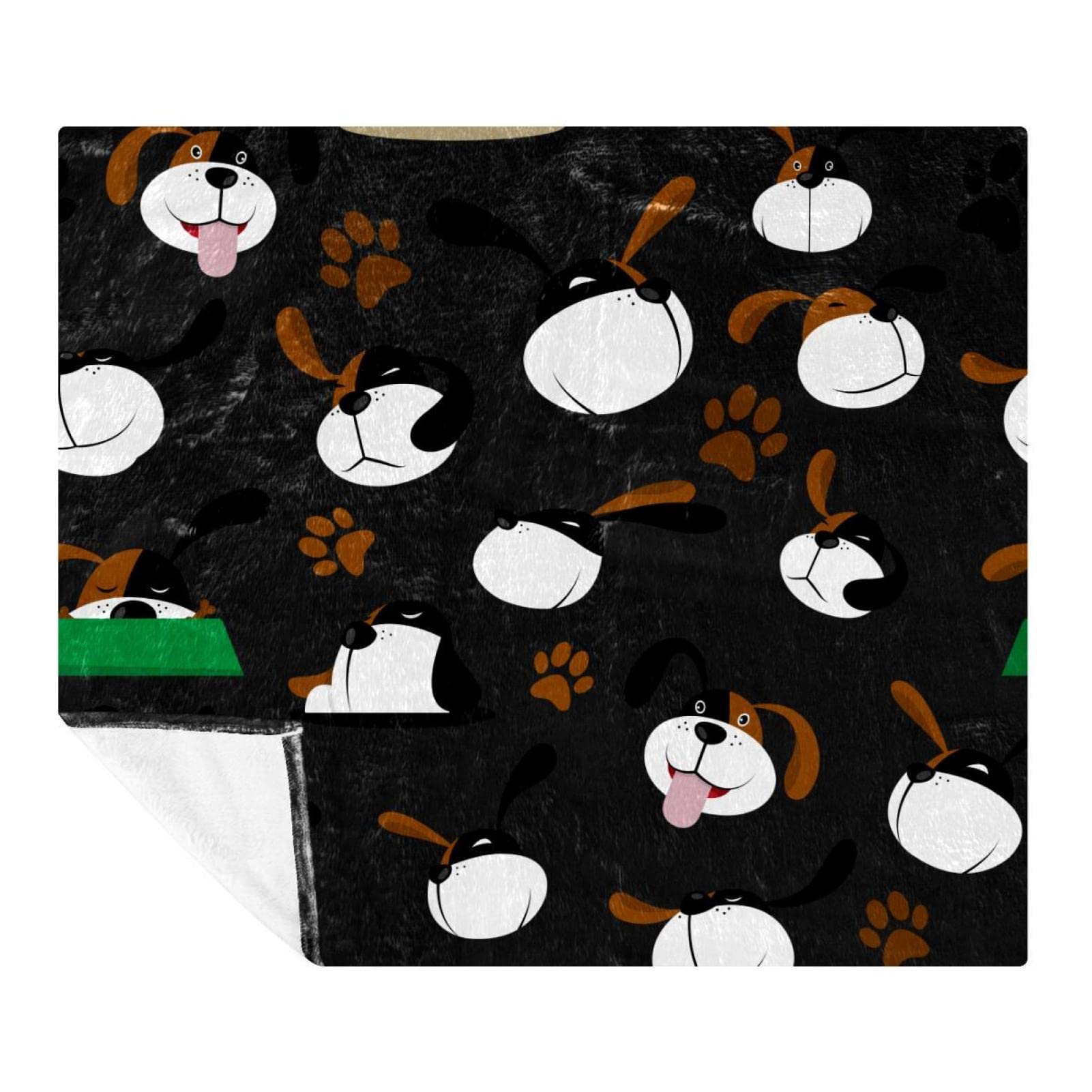 Couverture en peluche microfibre motif patte de chien pour sieste douce