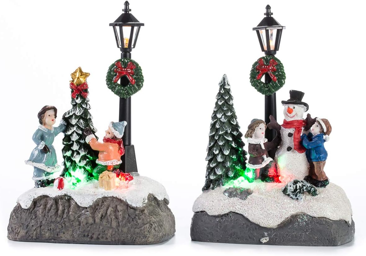 innodept12 Lighting Christmas Doll Figurine Decors Battery Operated Set 2