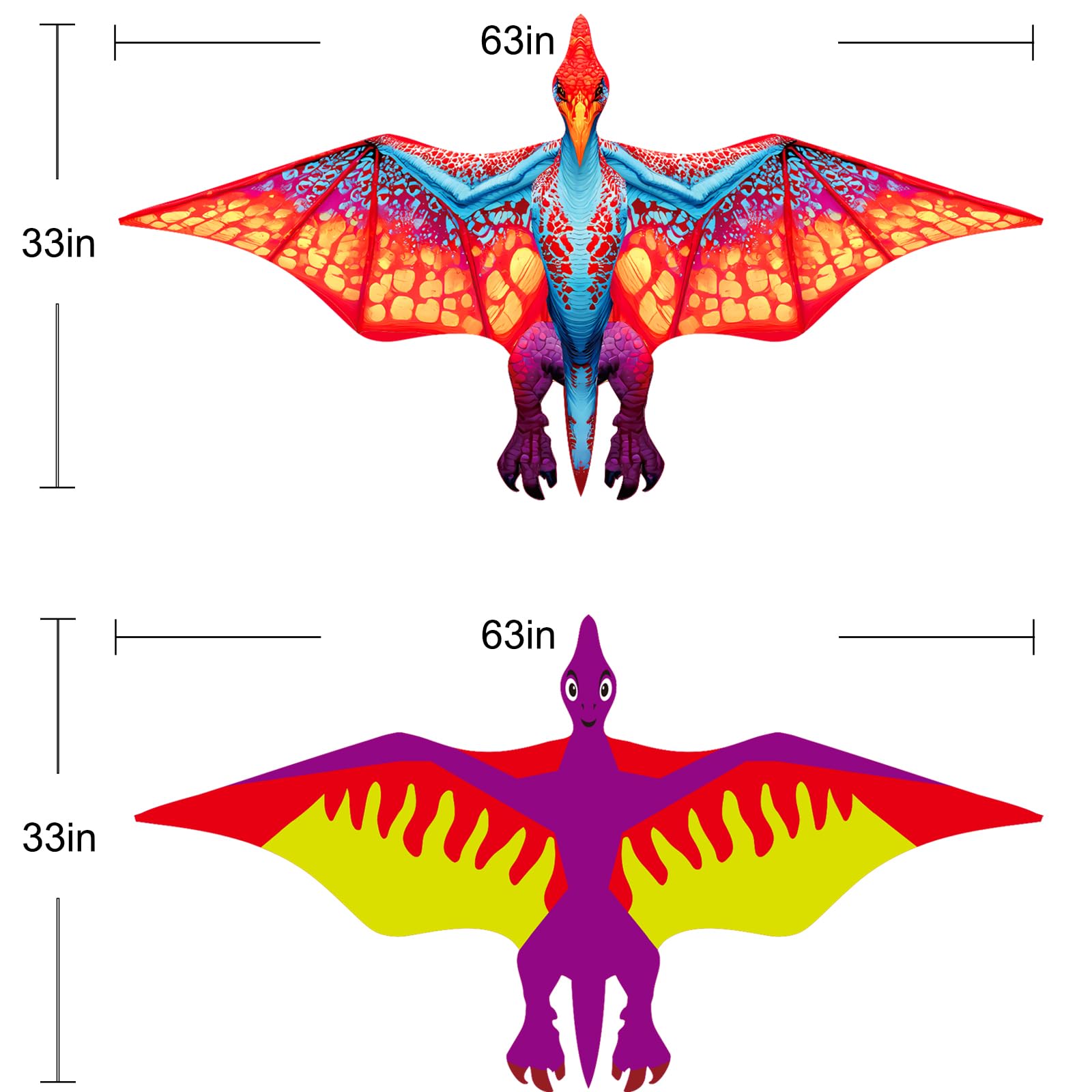 Touch the sky Lot de 2 Cerfs-Volants Dragon pour Enfants et Adultes, Facile à Voler, Tissu Exquis et Structure Unique, Idéal pour Les Jeux et Activités de Plein Air, Parfait pour Les Débutants.