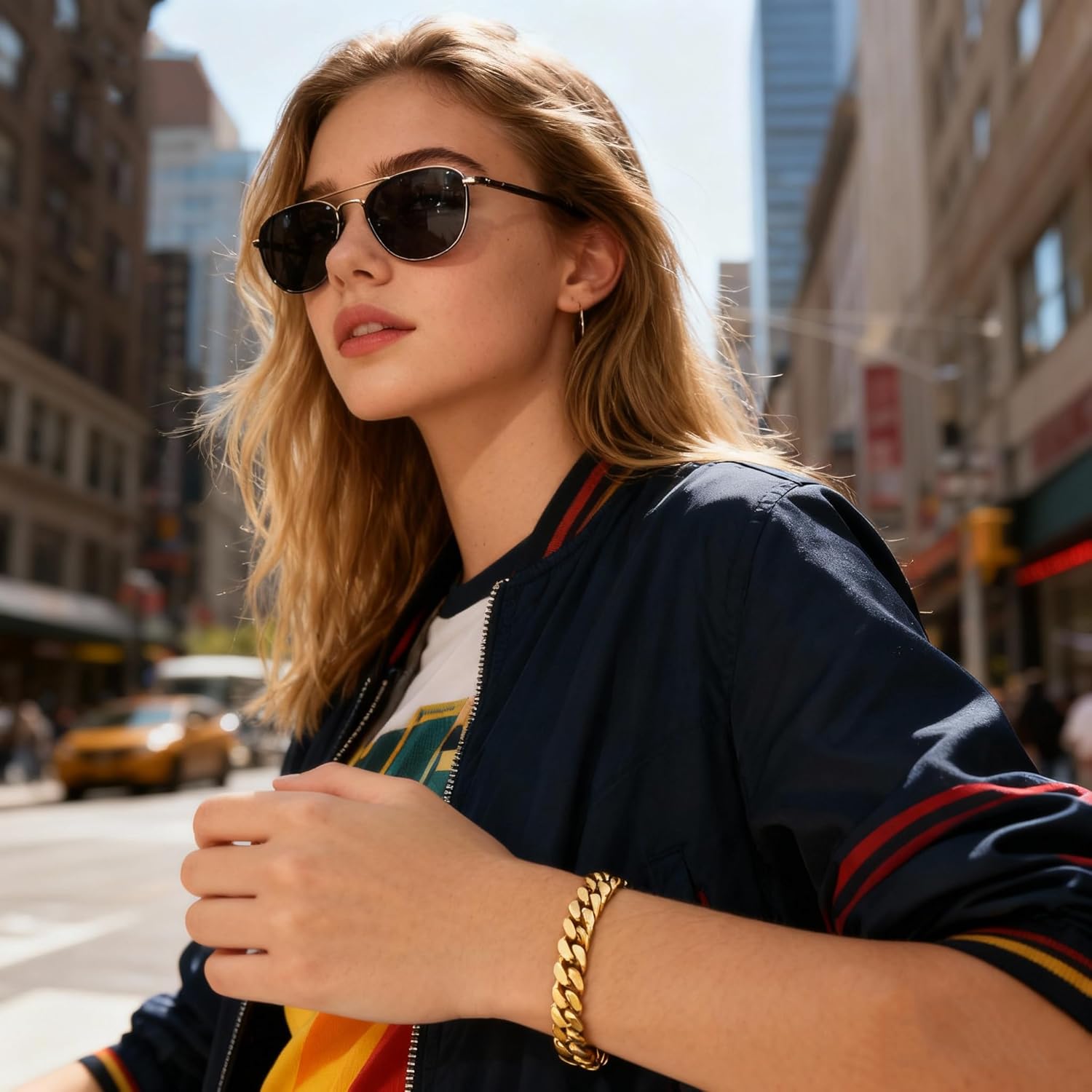 CaptainSteeL Cuban Link Chain Bracelet for Men- 316L Stainless Steel 9/10MM Width Fashion Pattern Snap Button Hip Hop Jewelry,Two Style Cuban Bracelets 18K Gold Plated/Stainless Steel with Gift Box - Image 2