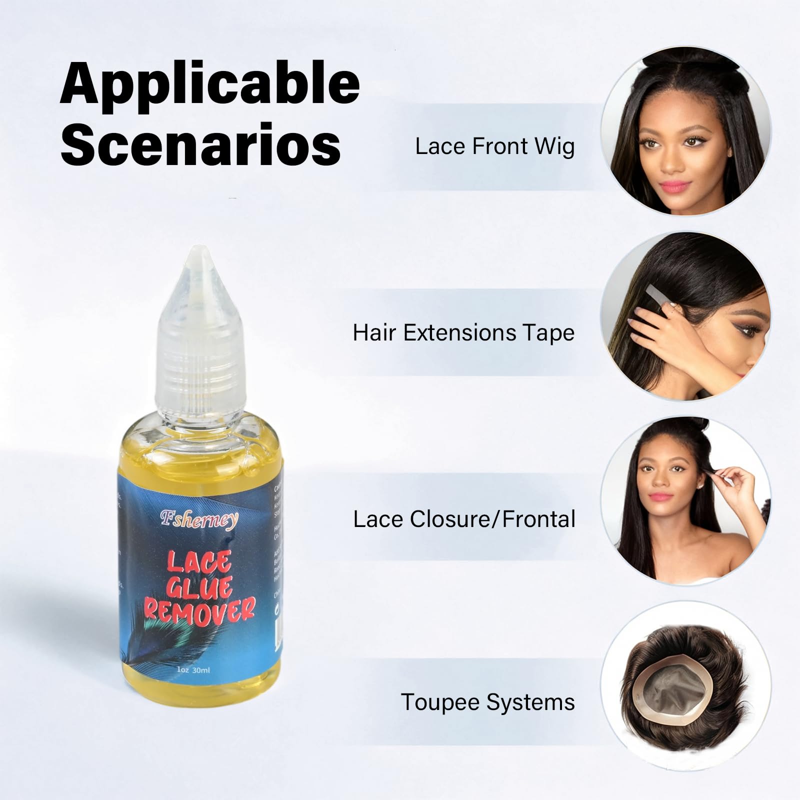 Rimuovi Colla per Parrucche, Solventi per Collanti da Capelli, Remover per Extension Capelli con Pettine, Solvente per Rimozione Extension Capelli per Parrucche Pizzo, 1FL.oz (30 ml)