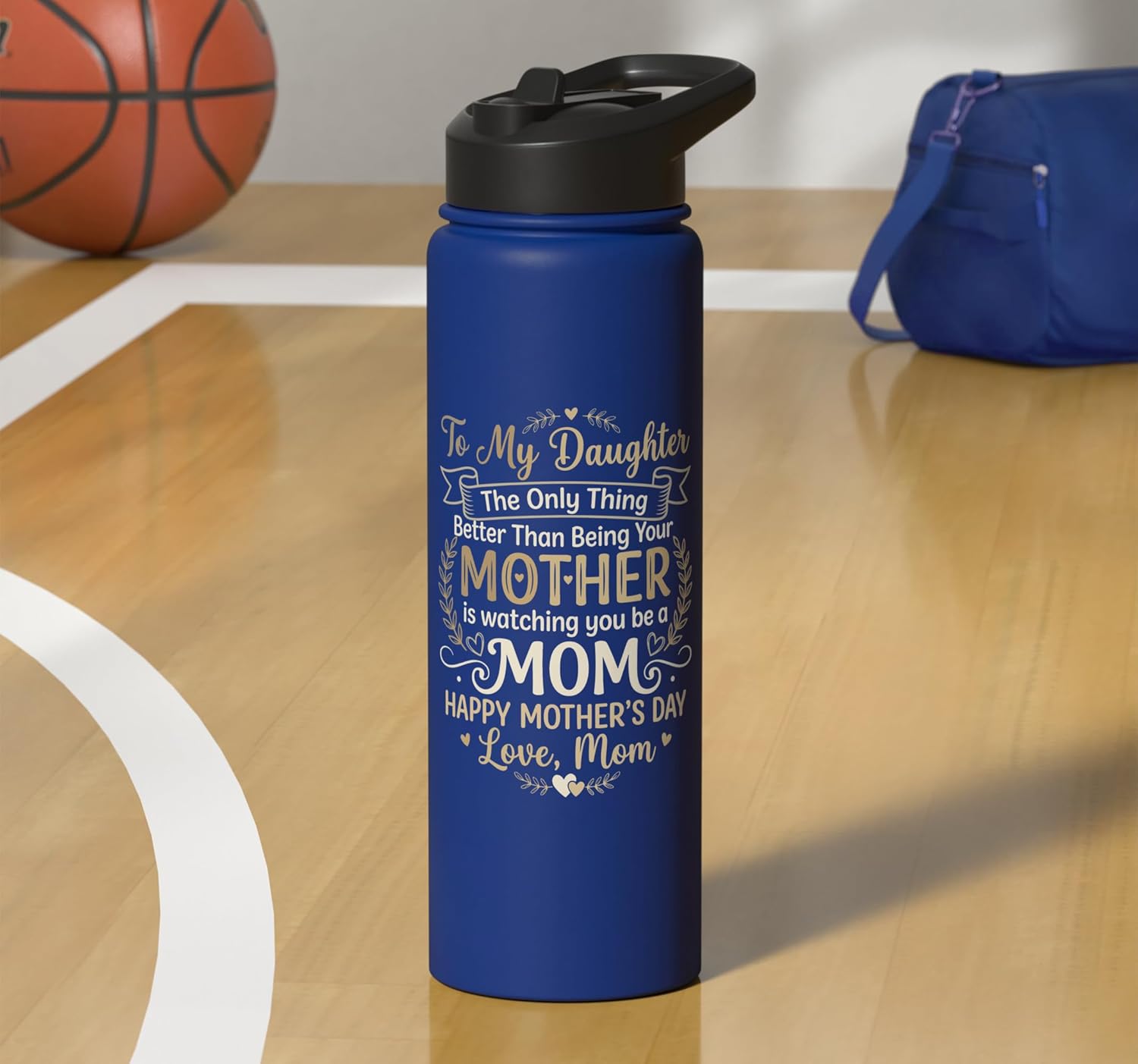 To My Daughter Watching You Be A Mom Happy Mothers Day Stainless Steel Insulated Water Bottle