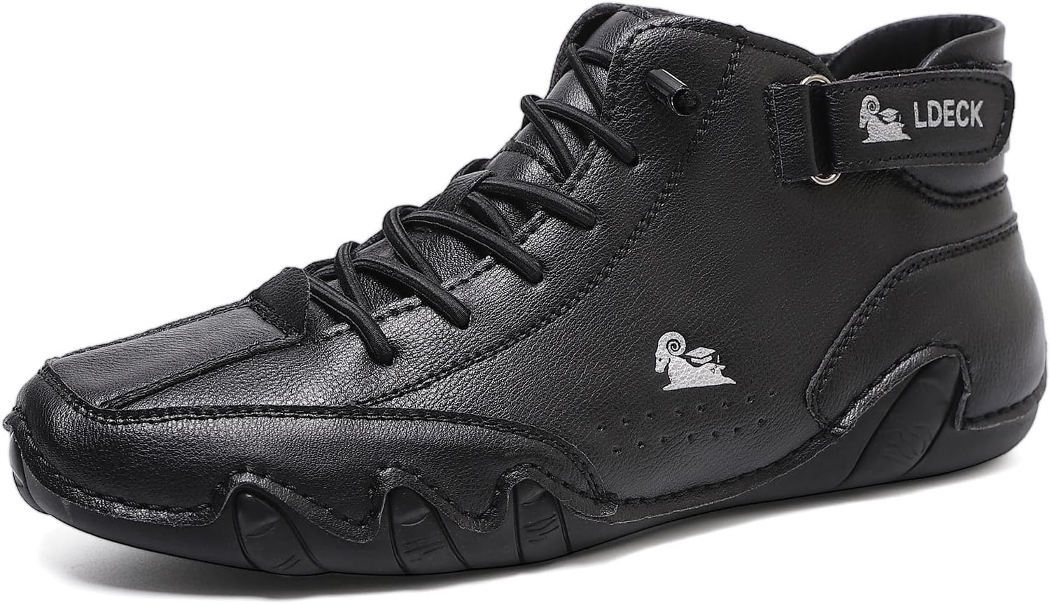 Men's Casual Leather Fashion Sneakers Ankle Boots Slip On Non-Slip Breathable High Boots Hiking Shoes Men