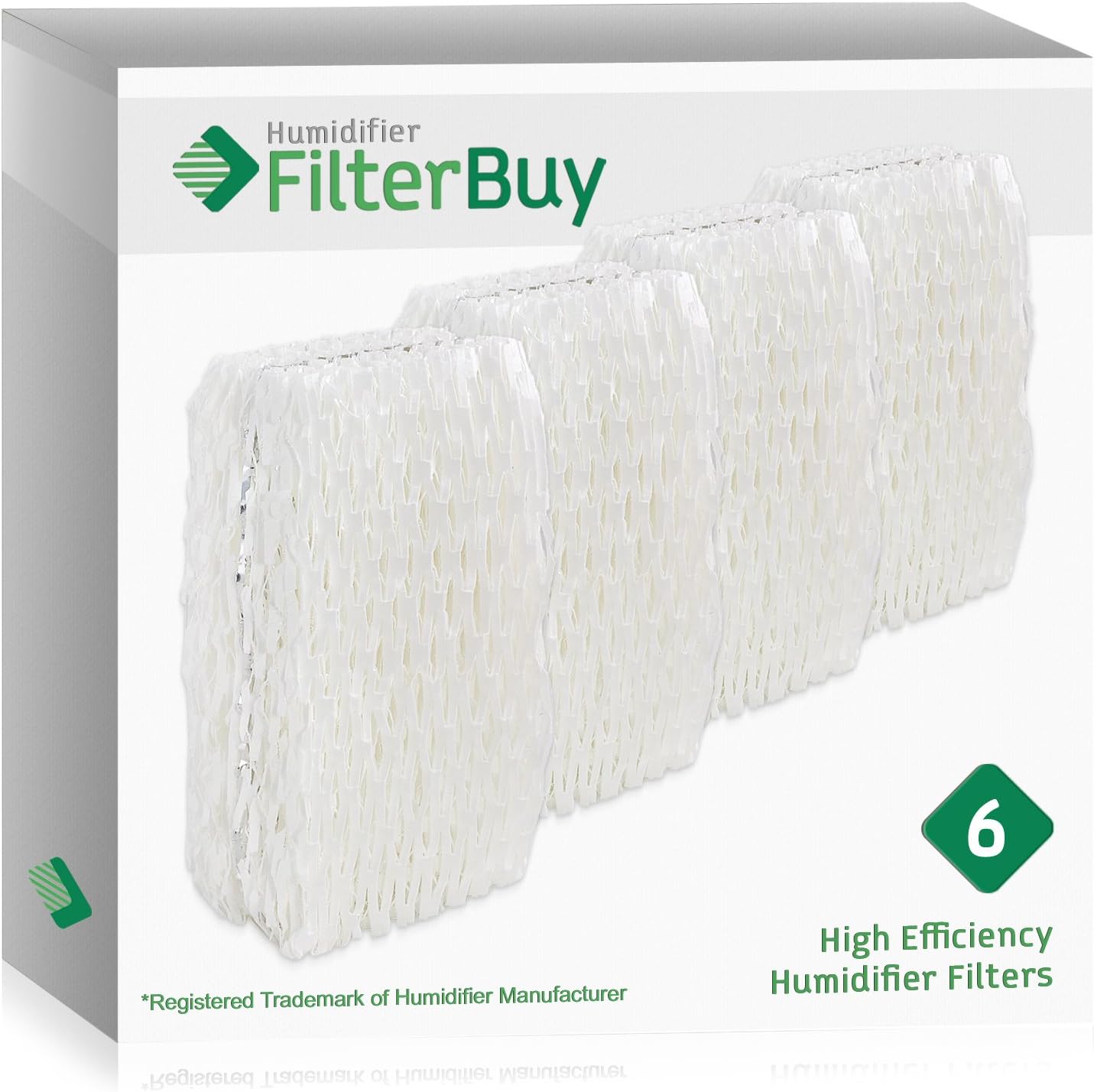 FilterBuy Replacement Humidifier Wick Filters Compatible with WF813 ReliOn, AC-813 Duracraft, ACR-832 Robitussin. Pack of 6.