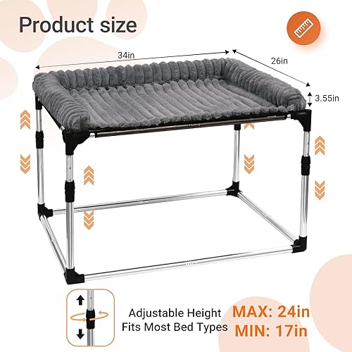 Miniatura 3 de Cama ajustable para mascotas para perros y gatos  Cama elevada para perros Cosleeper con marco ajustable en altura, cojín extraíble lavable