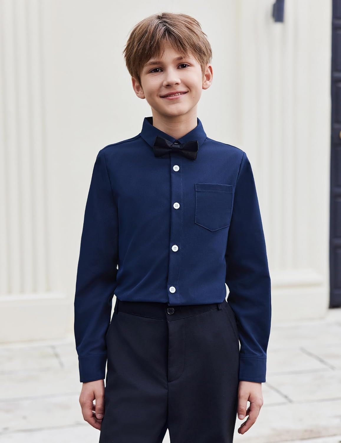 Arshiner Boys Long Sleeve Dress Shirt Button Down Shirt School Uniform Formal Shirt with Chest Pocket Size 5-12 Years - Image 6