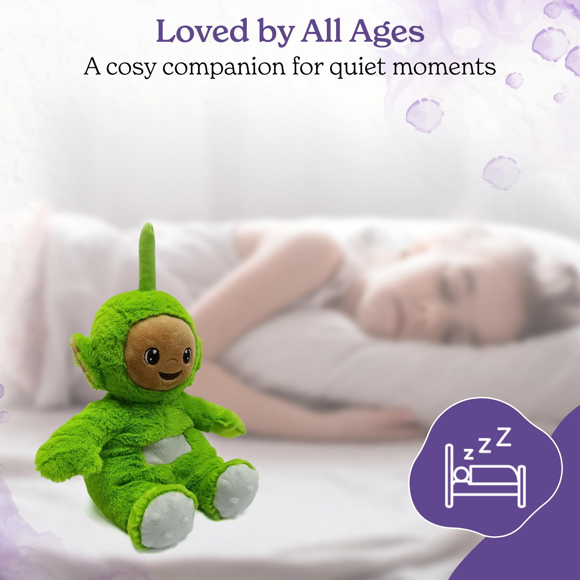 Warmies Plush Dipsy Mikrowellengeeignetes Spielzeug, beheizbares gewichtetes Plüschtier für Kinder und Erwachsene, gefülltes Kuscheltier, sanft duftet mit französischem Lavendel - Grün