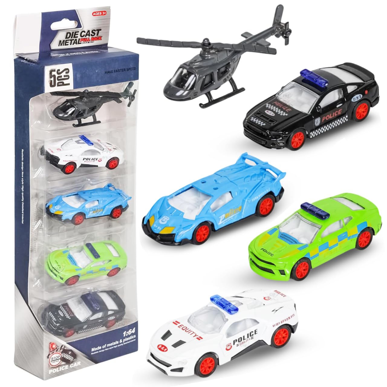 SHAKTISM Die Cast Metal Pull Back Toy Vehicles Set, 1:64 Scale, 5