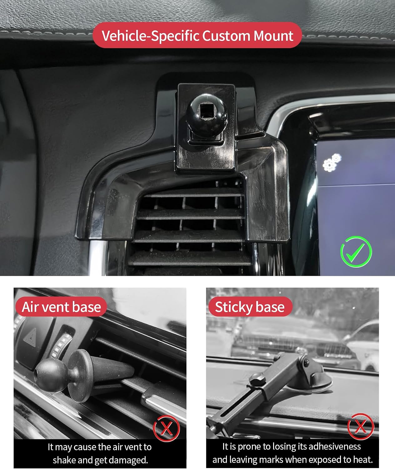 Wireless Charging Car Phone Holder for Volvo XC90 2016-2025 Auto Accessories Navigation Bracket Interior Decoration, 360° Rotation Car Phone Mount Compatible with MagSafe