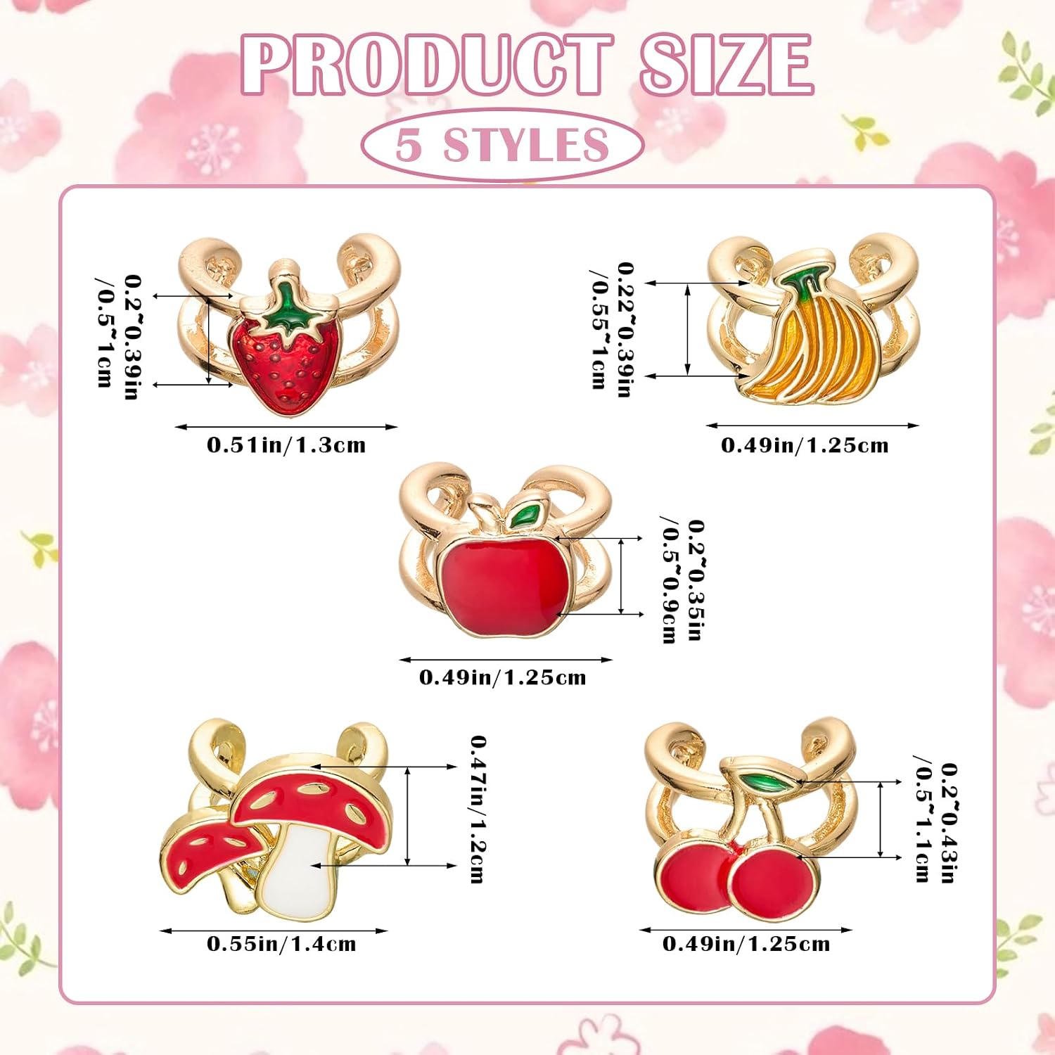5Pcs Fruit Stethoscope Charms for Nurses Brass Stethoscope Decor Accessories for Doctor Nurse Student Decorative Personalized Doctor Accessories Medical Staff Gifts