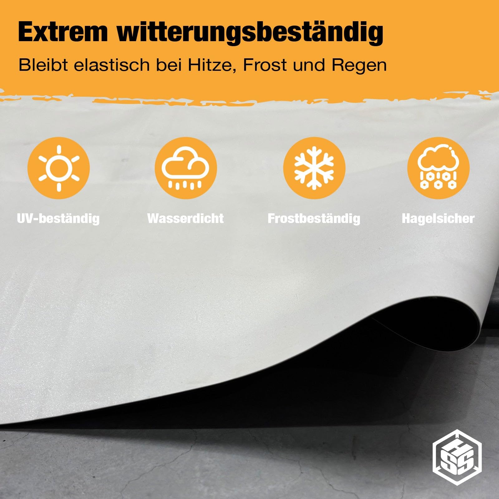 EPDM Dachfolie 1,5mm weiß - Über 50 Jahre Lebensdauer - Wasserdicht, UV beständig mit allen deutschen Zulassungen - Weiße EPDM Dachabdichtung für Carport, Gartenhaus und mehr (3,05m x 1,00m)