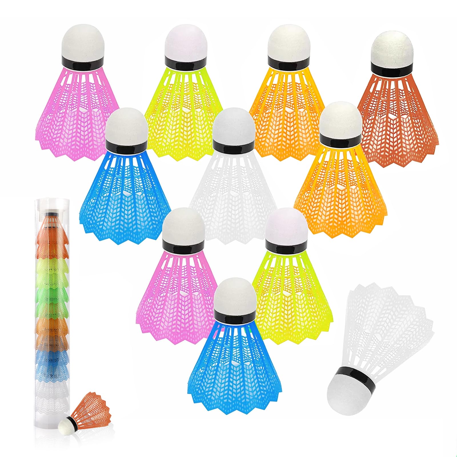 12 Pezzi Volani da Badminton Nylon Volano Badminton Volani Badminton Plastica per Sport Interni e Esterni Allenamento