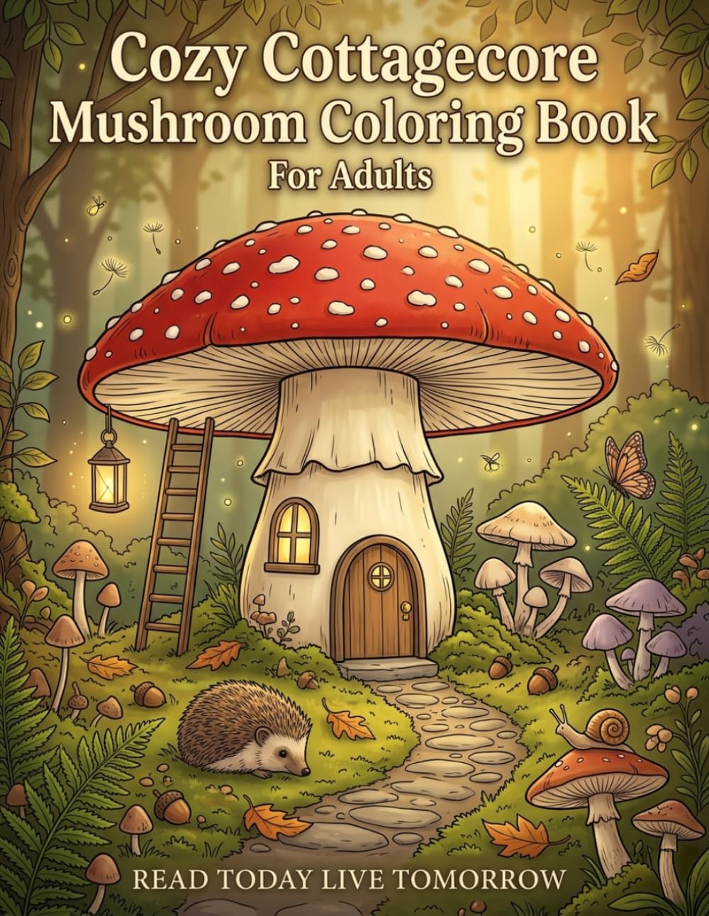 Cozy Cottagecore Mushroom Coloring Book for Adults: 50 Detailed Illustrations of Mushroom Houses, Fairy Rings, Woodland Creatures, Magical Forests, ... Fantasy for Relaxation and Stress Relief