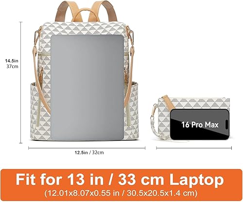 Miniatura 6 de Mochilas para mujer de moda de cuero antirrobo mochila señoras bolsas de viaje bolsos y monederos bolsas 2 piezas beige-a, beige-b, Beige-d,