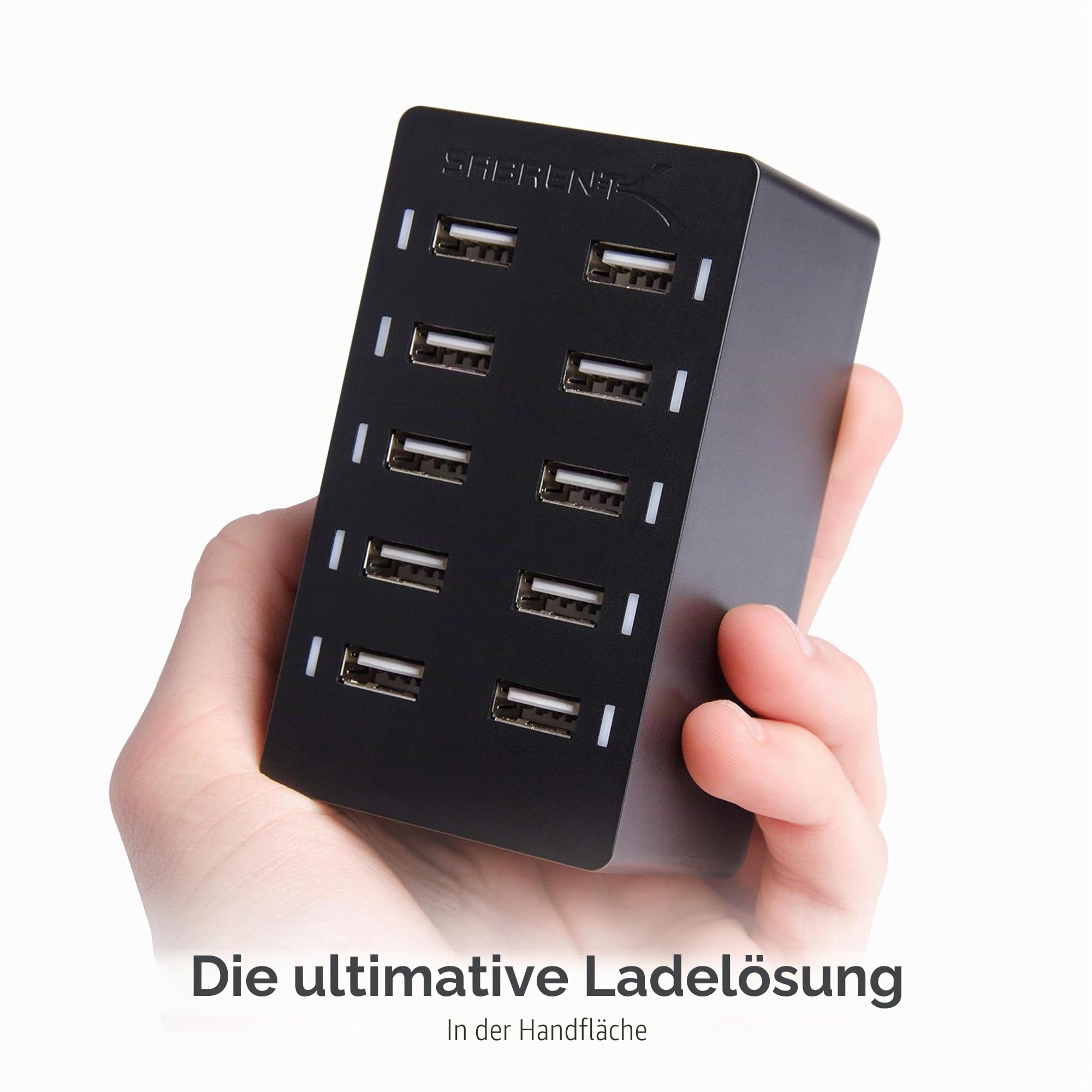 SABRENT USB Ladegerät, 60Watt 10ports USB-Schnellladegerät Ladestation Mehrfach, mit Netzteil, Ladestation für MacBook, USB-C Laptops, Nexus, iPhone, Samsung Galaxy (AX-TPCS)