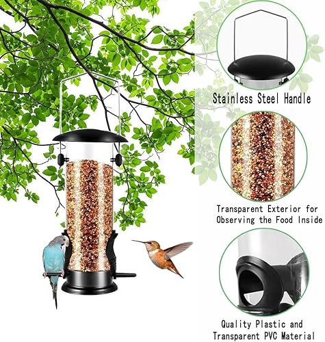 Miniatura 2 de Comedero de metal para pájaros, comedero de pájaros para colgar al aire libre, resistente, a prueba de mordeduras y óxido, resistente a la