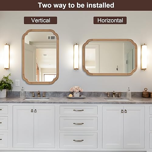 Vista 179 de WallBeyond Espejos de baño de madera para montar en la pared, espejos de pared con marco de madera rústica de 16 x 20 pulgadas, espejos de pared