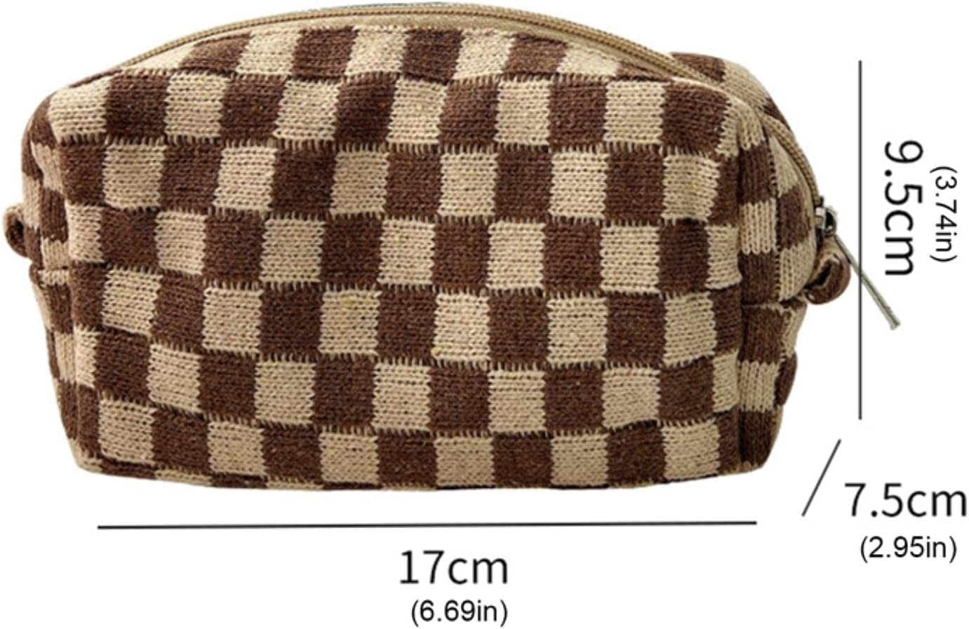 Astuccio per matite, grande capacità, a scacchiera, trousse per cosmetici, organizer per cancelleria, design lavorato a maglia, per scuola, ufficio e viaggi