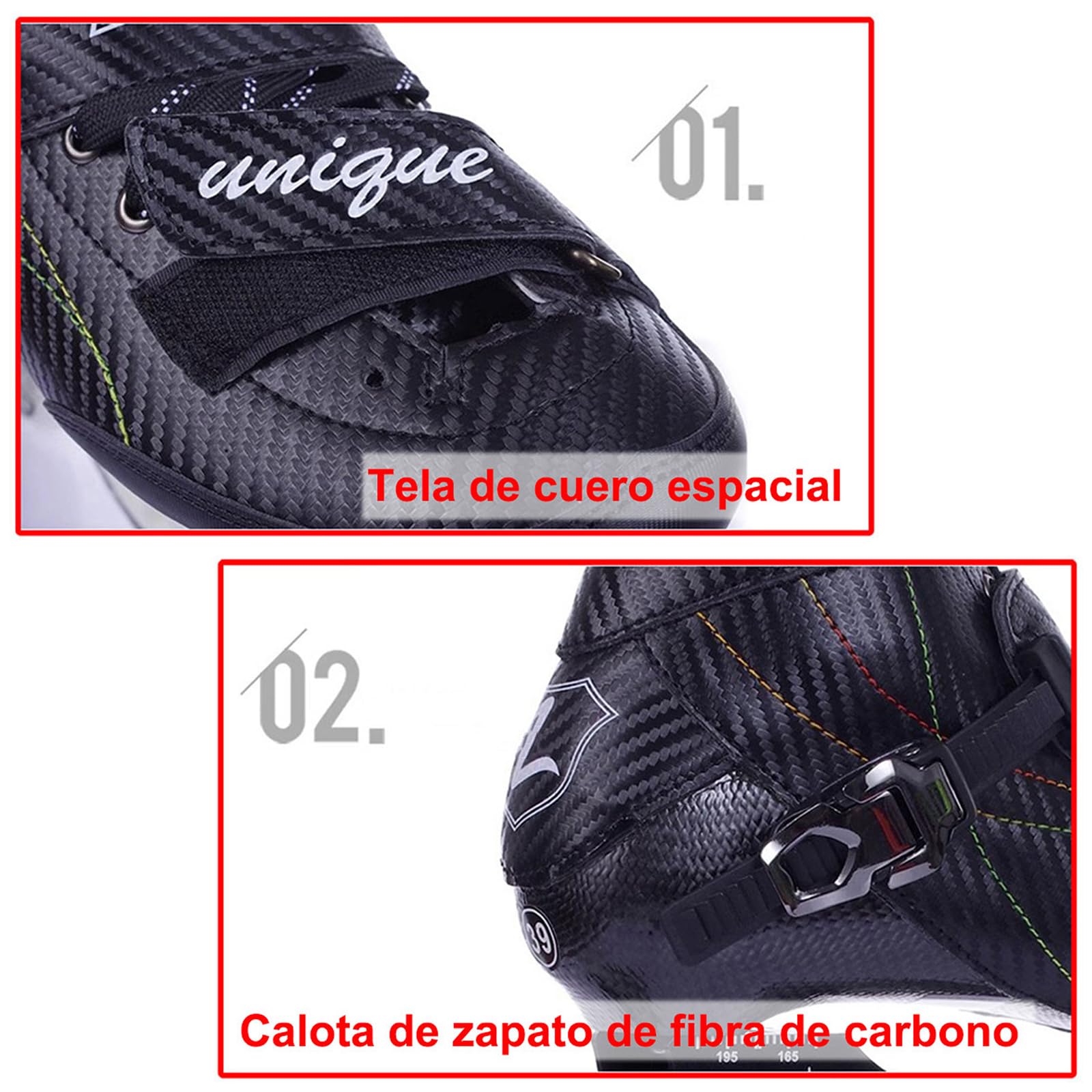 Patines En Línea Adulto Profesionale para Hombre Mujer, Patines De 3 Ruedas - Ruedas De Alta Velocidad, Chasis De Aluminio, Fibra De Carbono, Forro Transpirable, Diseño para Fitness Y Carreras