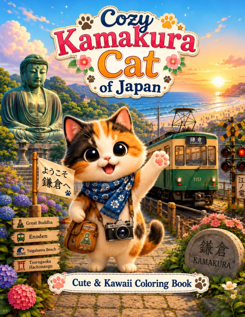 Cozy Kamakura Cat of Japan: Cute & Kawaii Coloring Book (Cozy Cat of Japan)